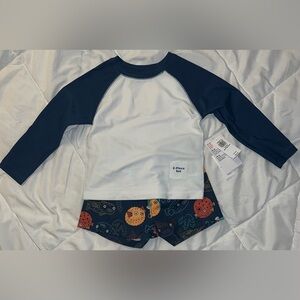 12-18M Old Navy Long-Sleeve Rashguard Swim Top & Trunks